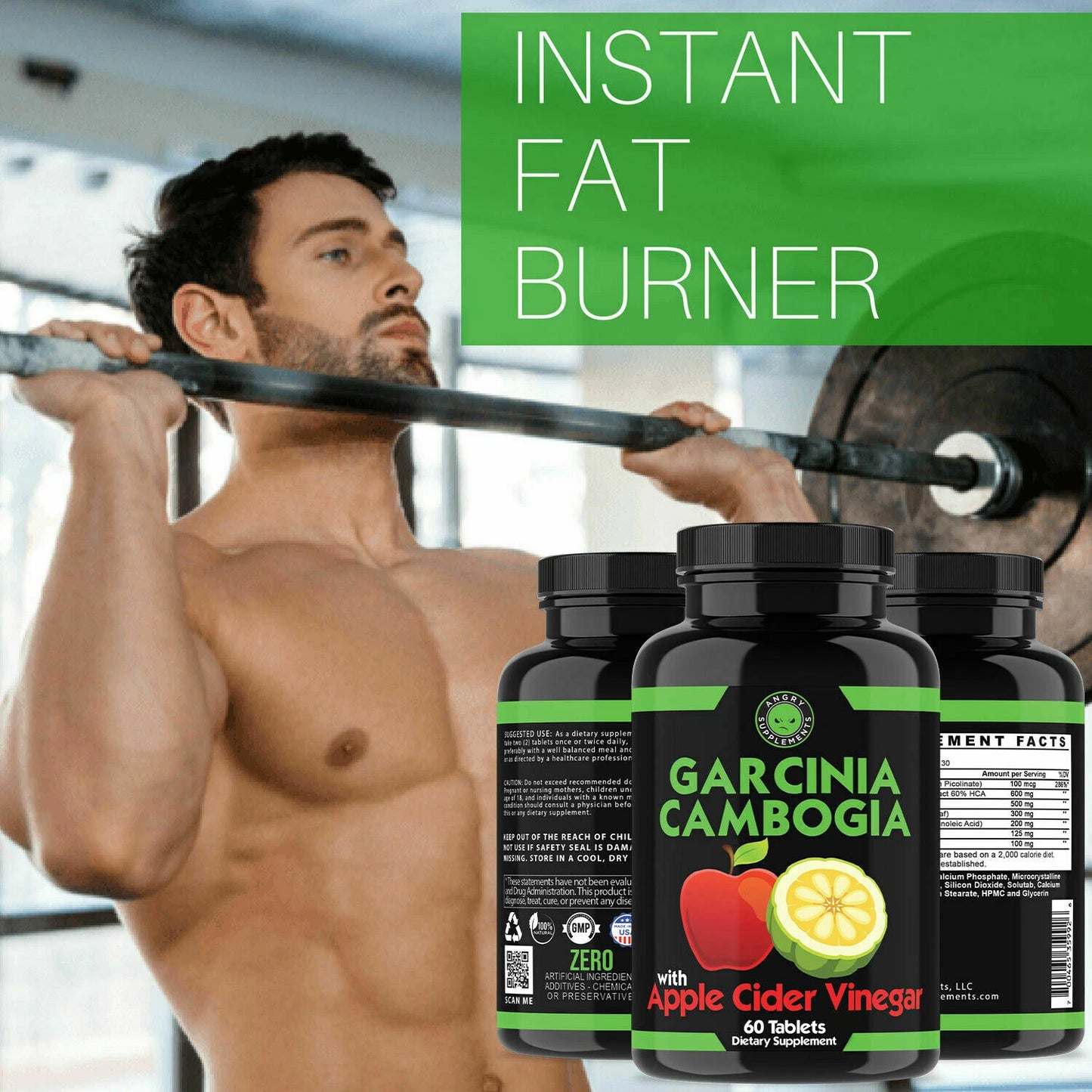 THE Best  Weight Loss Garcinia Cambogia w. Apple Cider Vinegar Fat Burner (3-PK)