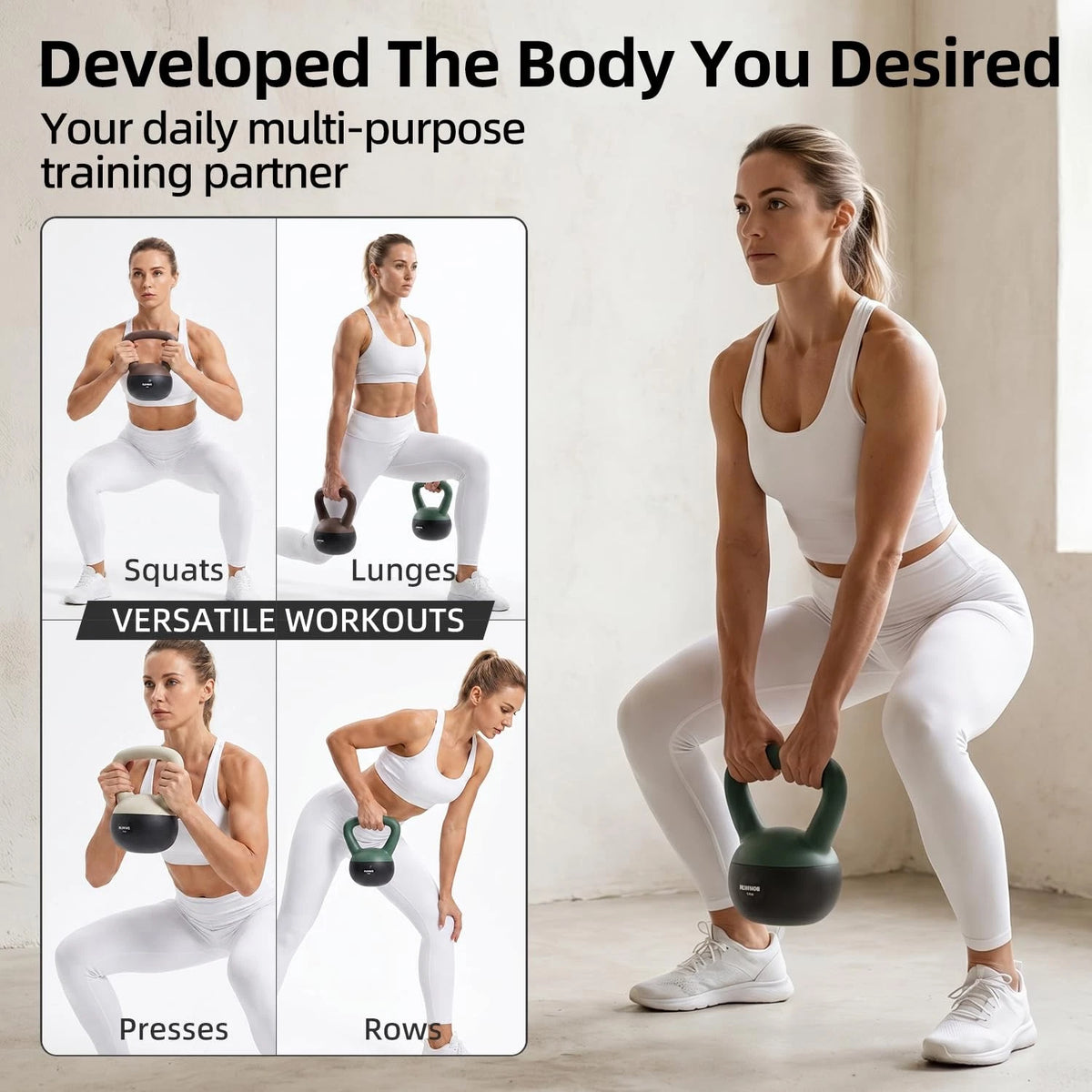Soft Kettlebell Set 5-25 lb | Sand-Filled Anti-Slip Weights | Home Gym Strength Training | FREE SHIPPING 💪🏋️