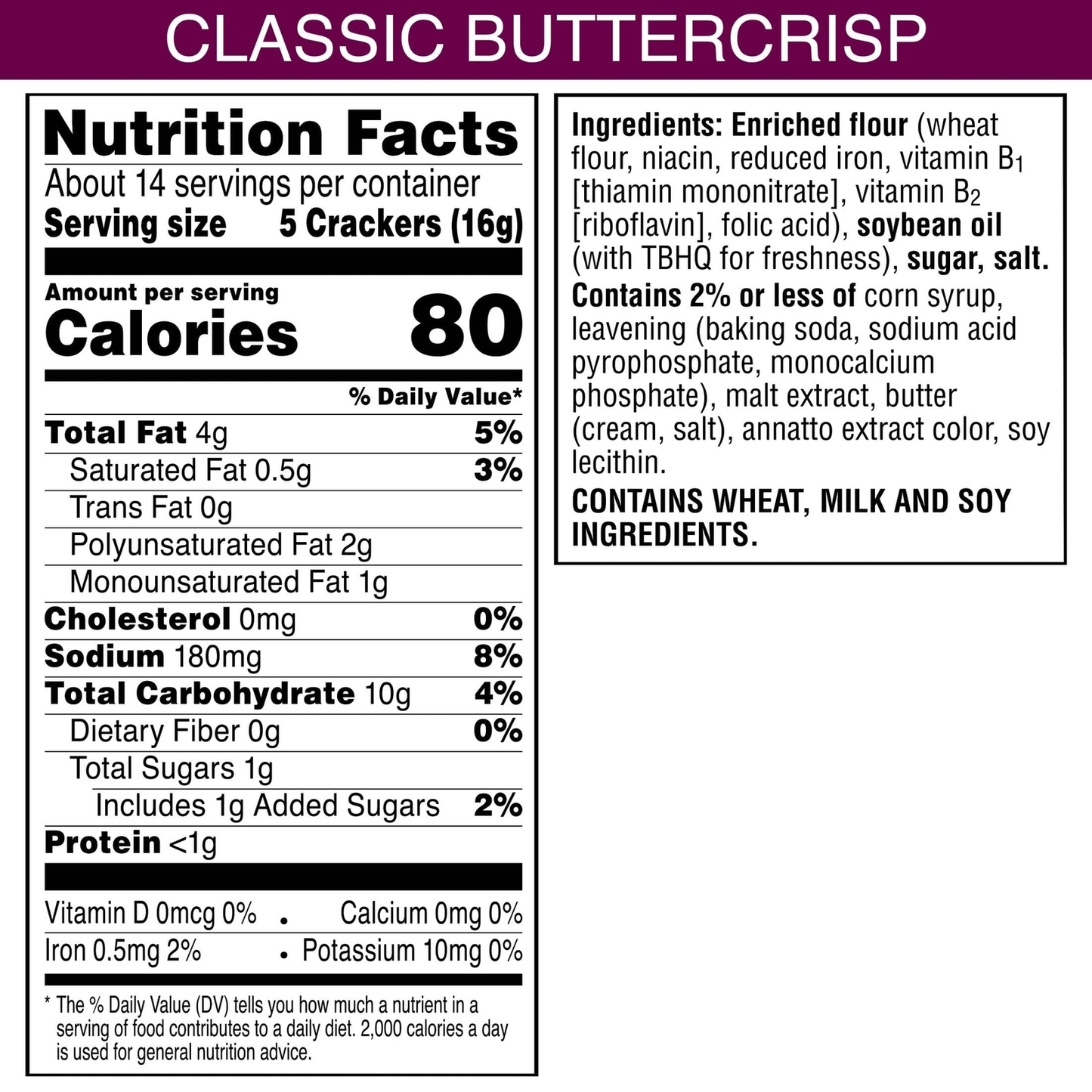 Toasteds Classic Buttercrisp Crackers 8oz Pack of 6 Snack Crackers Free Shipping