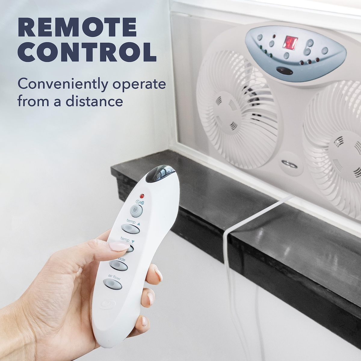 Bionaire 8.5" Twin Window Fan with Reversible Airflow, 3 Speeds, Remote Control