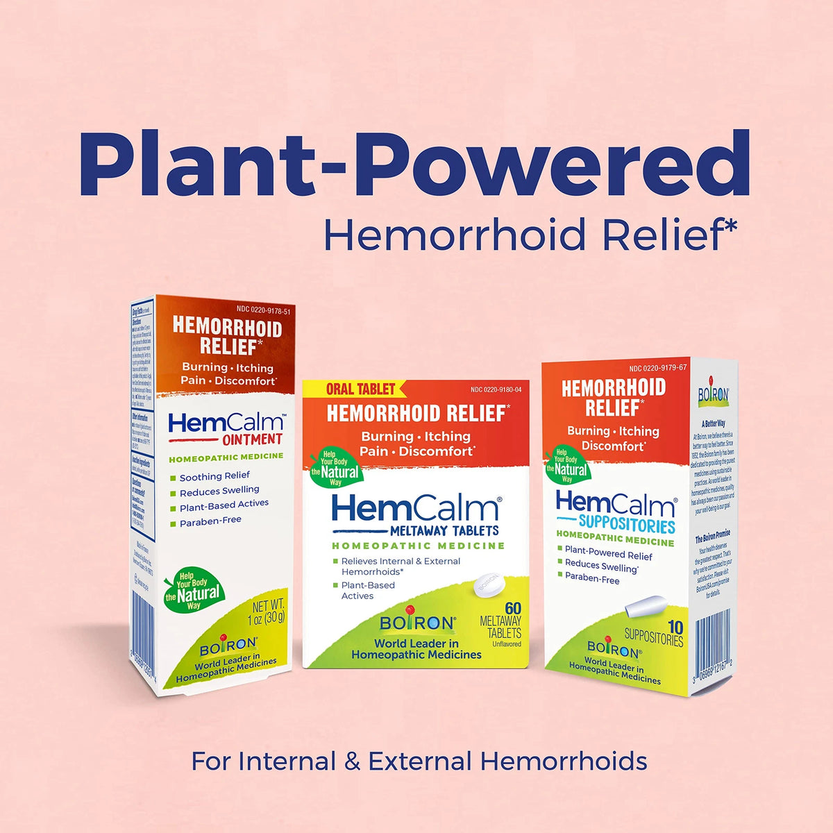 Boiron HemCalm 10 Count Plant Based Multi Symptom Hemorrhoid Relief Supposito...