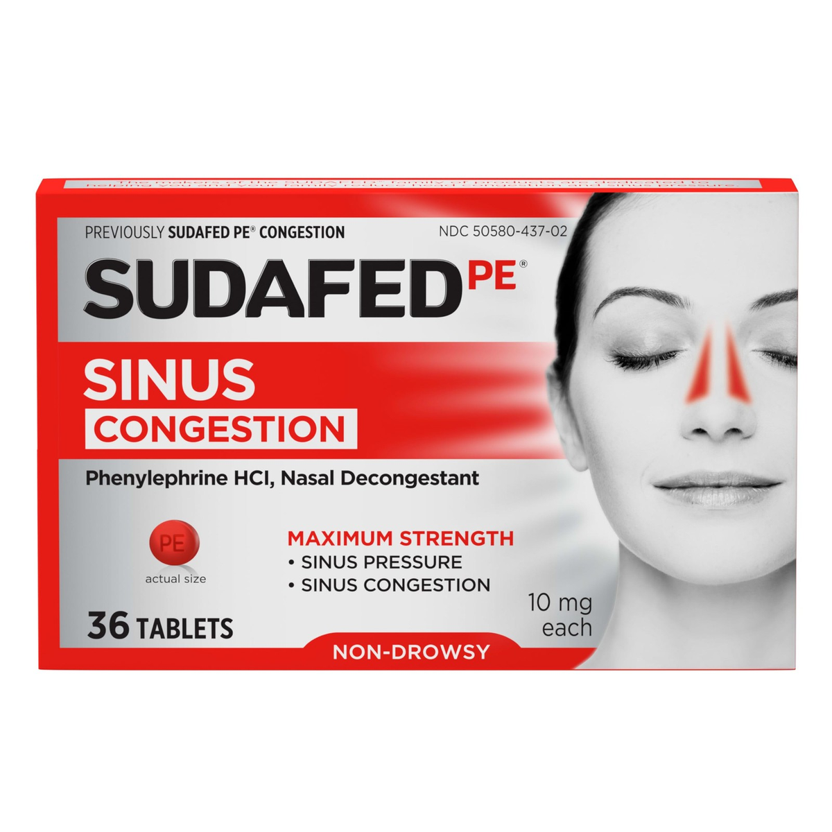 Sudafed Pe Sinus Congestion Relief Maximum Strength 36 Count Non Drowsy Tablets