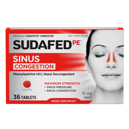 Sudafed Pe Sinus Congestion Relief Maximum Strength 36 Count Non Drowsy Tablets