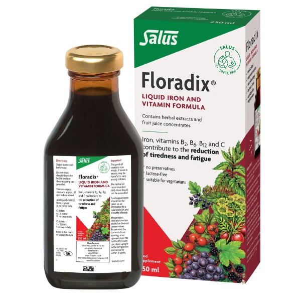 Floradix Liquid Iron & Vitamin Formula High Absorption Energy Supplement 250ml from uk Free shipping