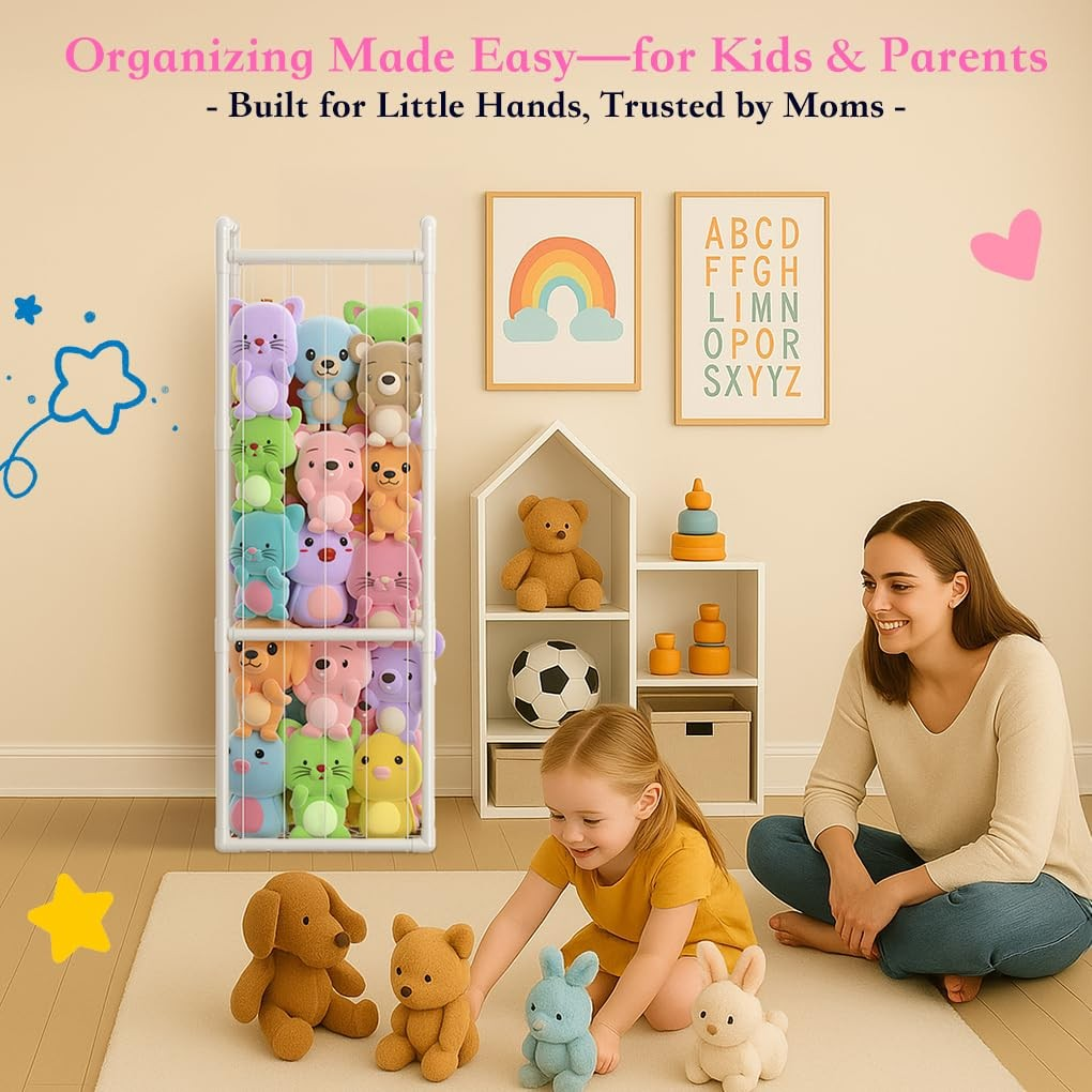 Stuffed Animal Storage Organizer for Kids Room - Large Vertical Zoo Cage with