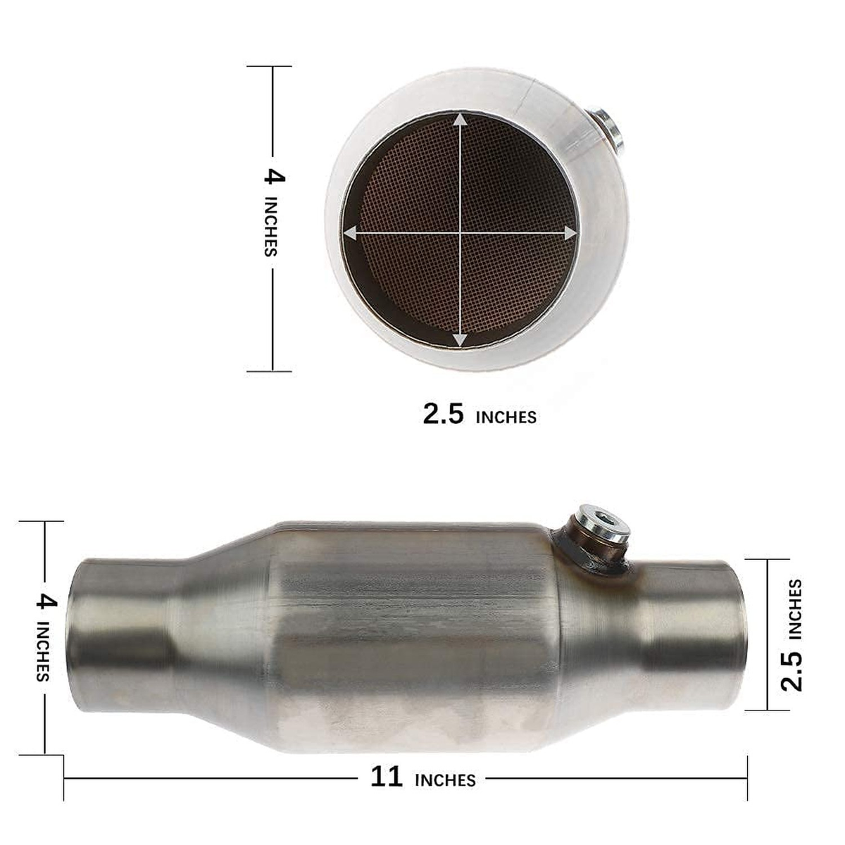 MAYASAF 2.5" Inlet/Outlet Universal Catalytic Converter, with O2 Port【EPA Com...