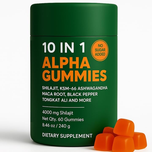 10-in-1 True Alpha Shilajit Gummies 4000mg Himalayan Formula for Men – Energy & Wellness Support