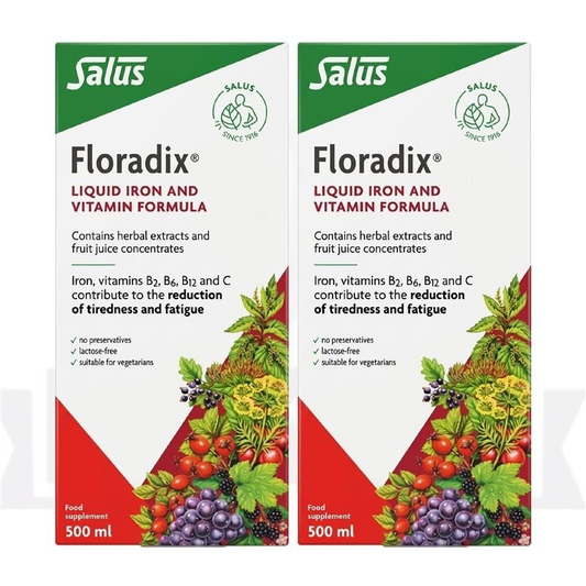 Floradix Liquid Iron & Vitamin Formula 500ml Pack of 2 from UK – High Absorption Energy Supplement – Free Shipping