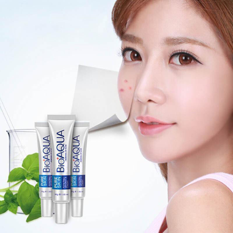 BIOAQUA Acne Scar Removal Cream – Pore Minimizing Brightening Facial Treatment | Free ShippingCrema De Acné Removedor De Cicatrices Poros Blanqueadora Piel Facial Tratamiento