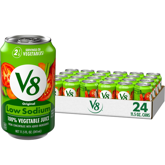 V8 Low Sodium Vegetable Juice 11.5 Fl Oz Pack of 24 Gluten Free Non GMO