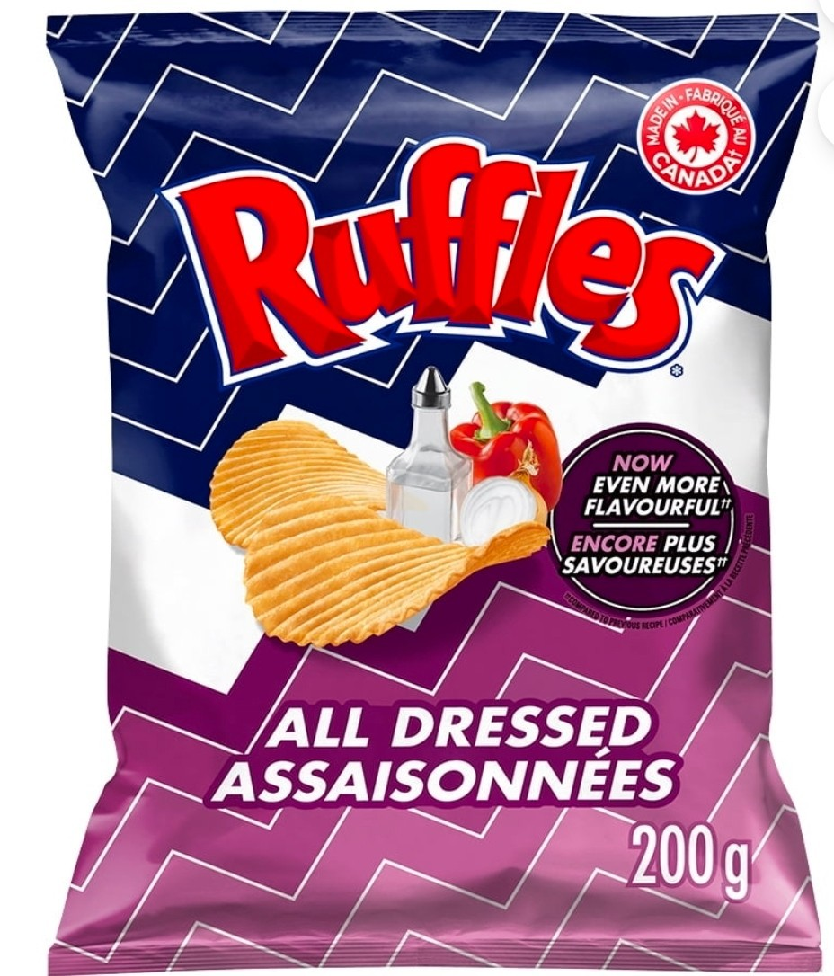 Ruffles All Dressed Potato Chips 8 Pack 7.05 oz (200g) Bags Family Size Free Shipping