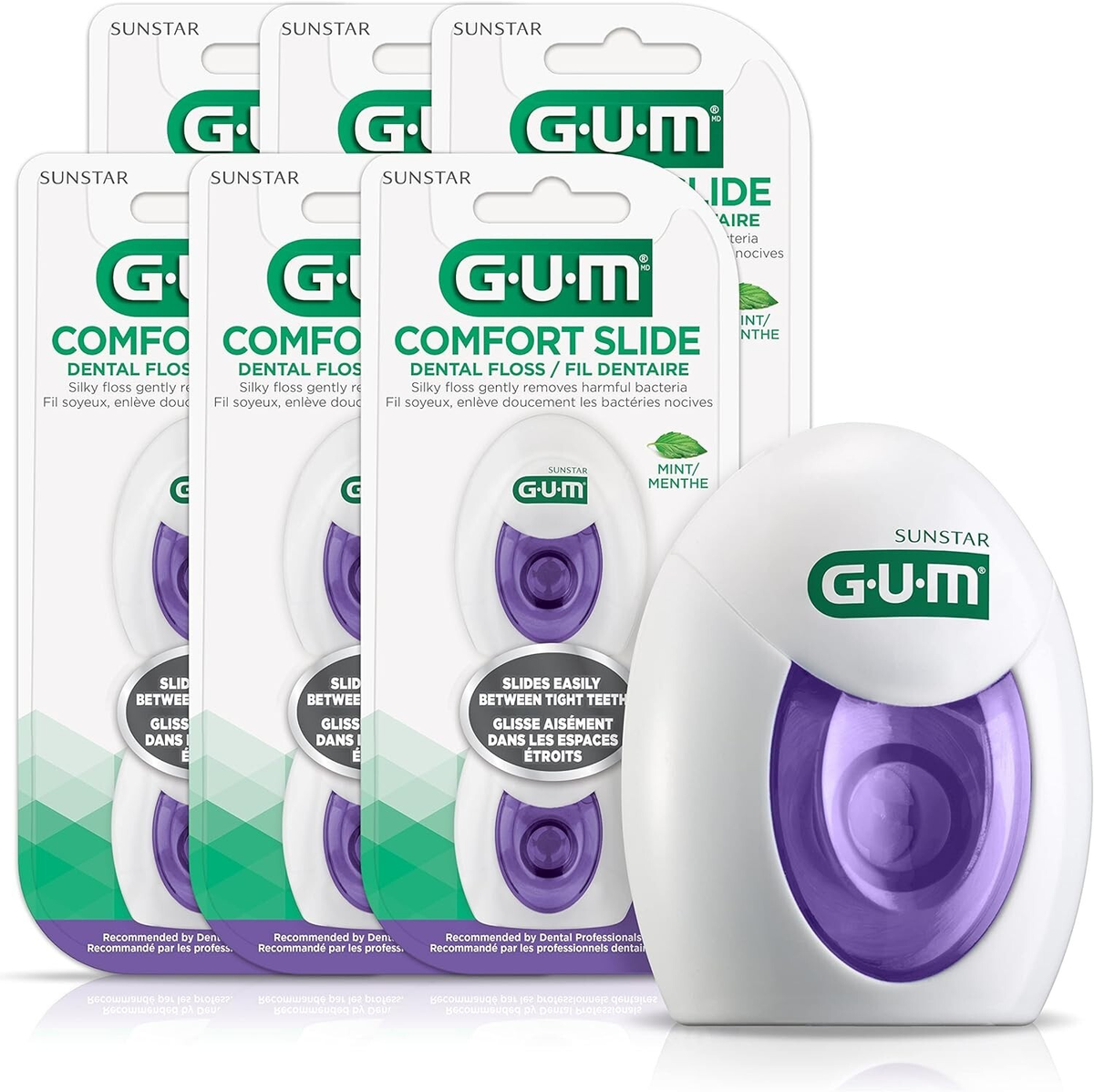 6 PACK GUM Comfort Slide Dental Floss Mint Flavor 2x40M Each Pack FROM CANADA