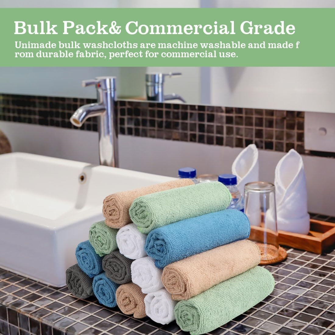 Washcloths Bulk 100 Pack Face Towels 12" x 12" Highly Soft Wash Cloths & Hand