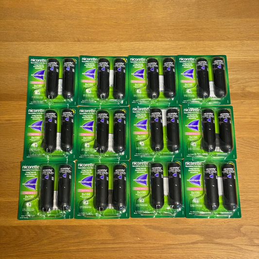 Nicorette Quickmist Cool Berry Mouthspray 150 Sprays - 12 x Duo Pack (24 Sprays-  Total Bulk Lot From UK)