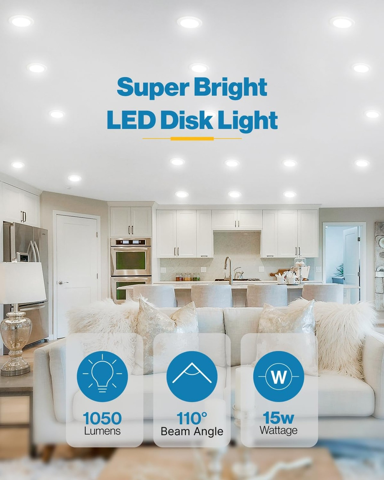 Sunco 6-Inch LED Disc Ceiling Light Flush Mount Recessed Can Light 15W Dimmable 5000K