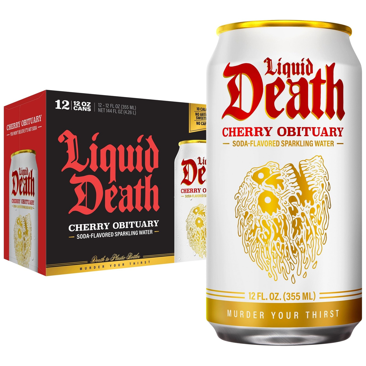 Liquid Death Soda-Flavored Sparkling Water - Cherry 12 Fl Oz (Pack of 12)