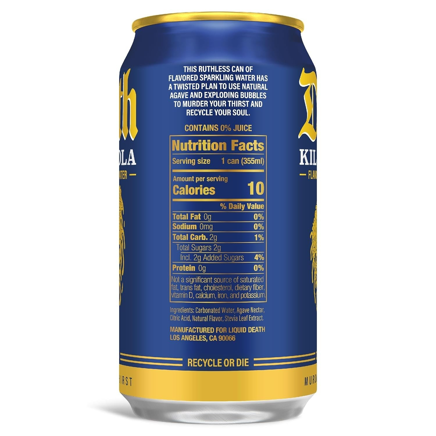 Liquid Death Sparkling Water Killer Cola Liquid Death Soda-Flavored Less Sugar