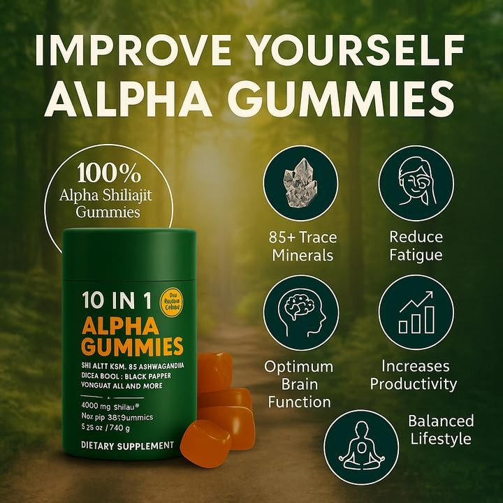 10-in-1 True Alpha Shilajit Gummies 4000mg Himalayan Formula for Men – Energy & Wellness Support