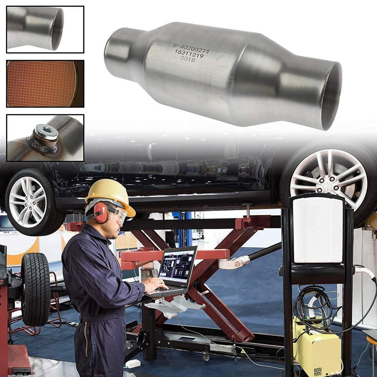 MAYASAF 2.5" Inlet/Outlet Universal Catalytic Converter, with O2 Port【EPA Com...