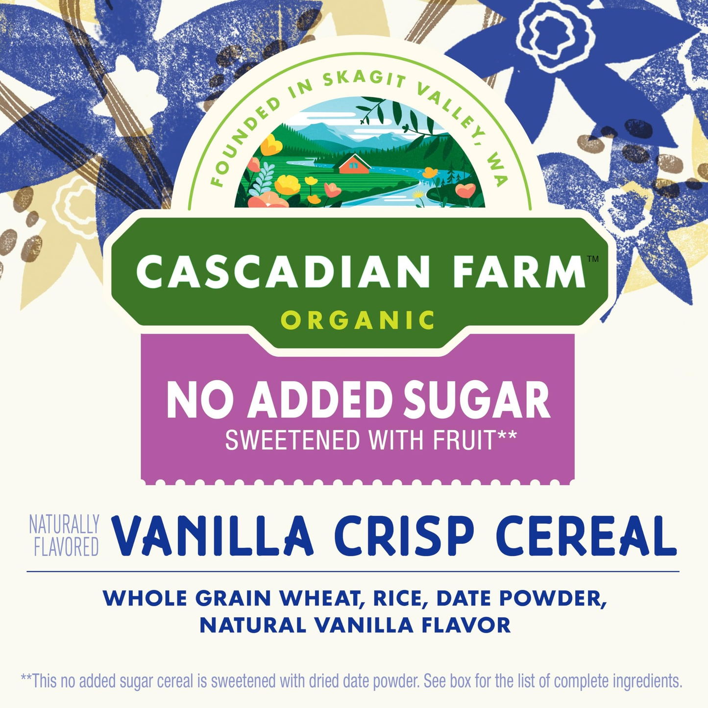 Cascadian Farm Organic No Added Sugar Vanilla Crisp Cereal 12 Ounce Box