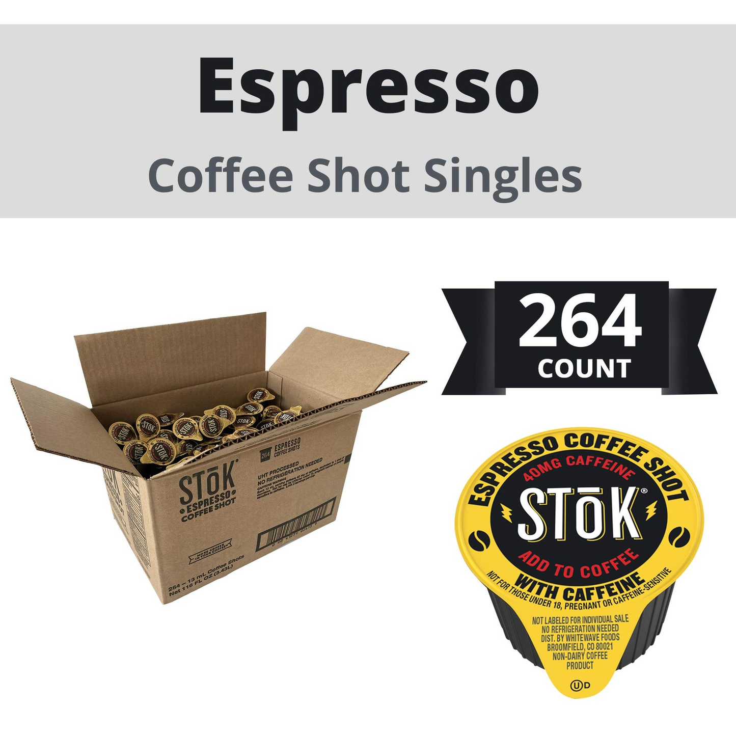 SToK Cold Brew Espresso Coffee Shots Unsweetened 0.43 fl oz (Pack of 264) | Ready-to-Drink Energy Boost Free Shipping