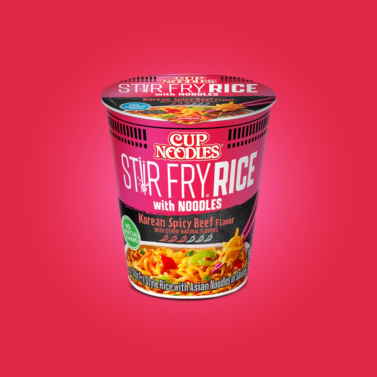 Nissin Cup Noodles Stir Fry Rice with Noodles Spicy Beef 2.68 Ounce Pack of 6