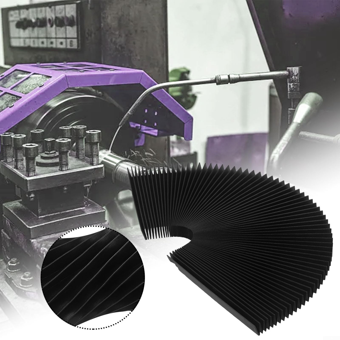 150mm Black Flexible Milling Machine Bellows Cover Dust Proof Tool Guard