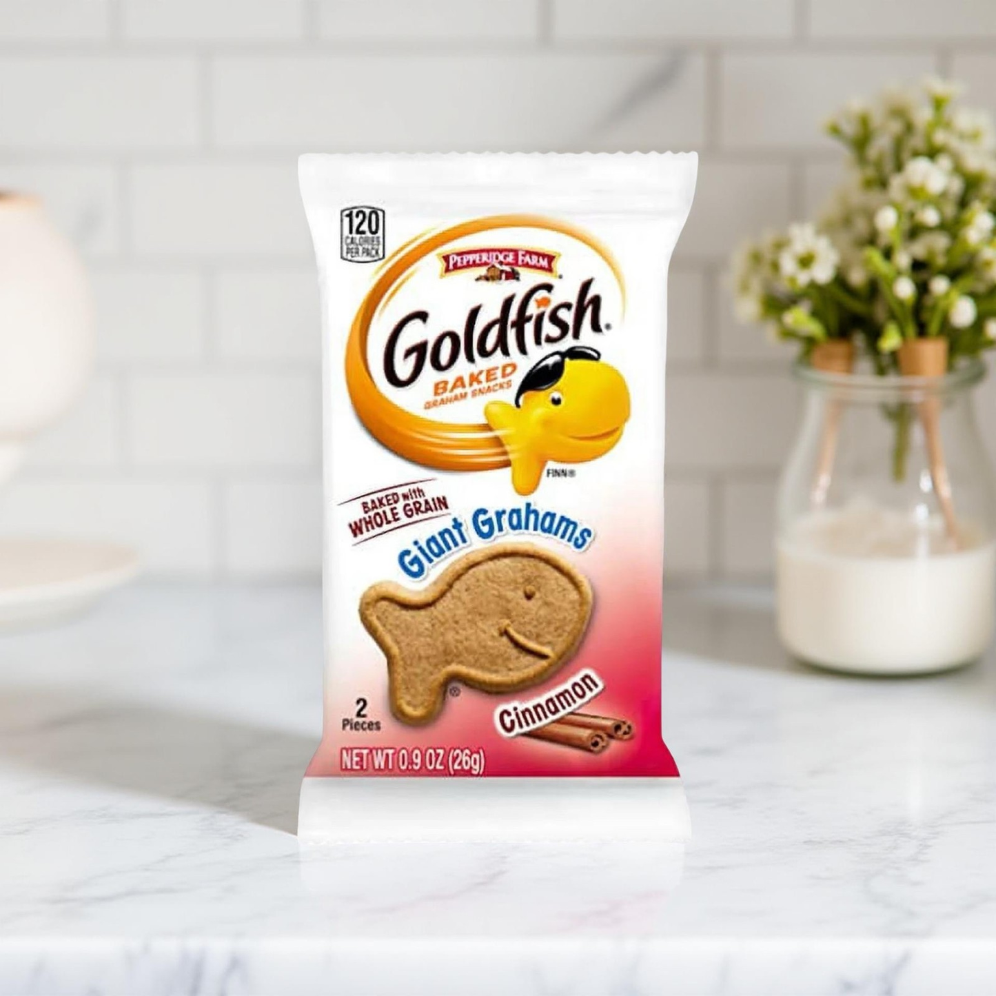 Goldfish Giant Grahams Shaped Cinnamon Goldfish | .9 Oz, 30 Pack