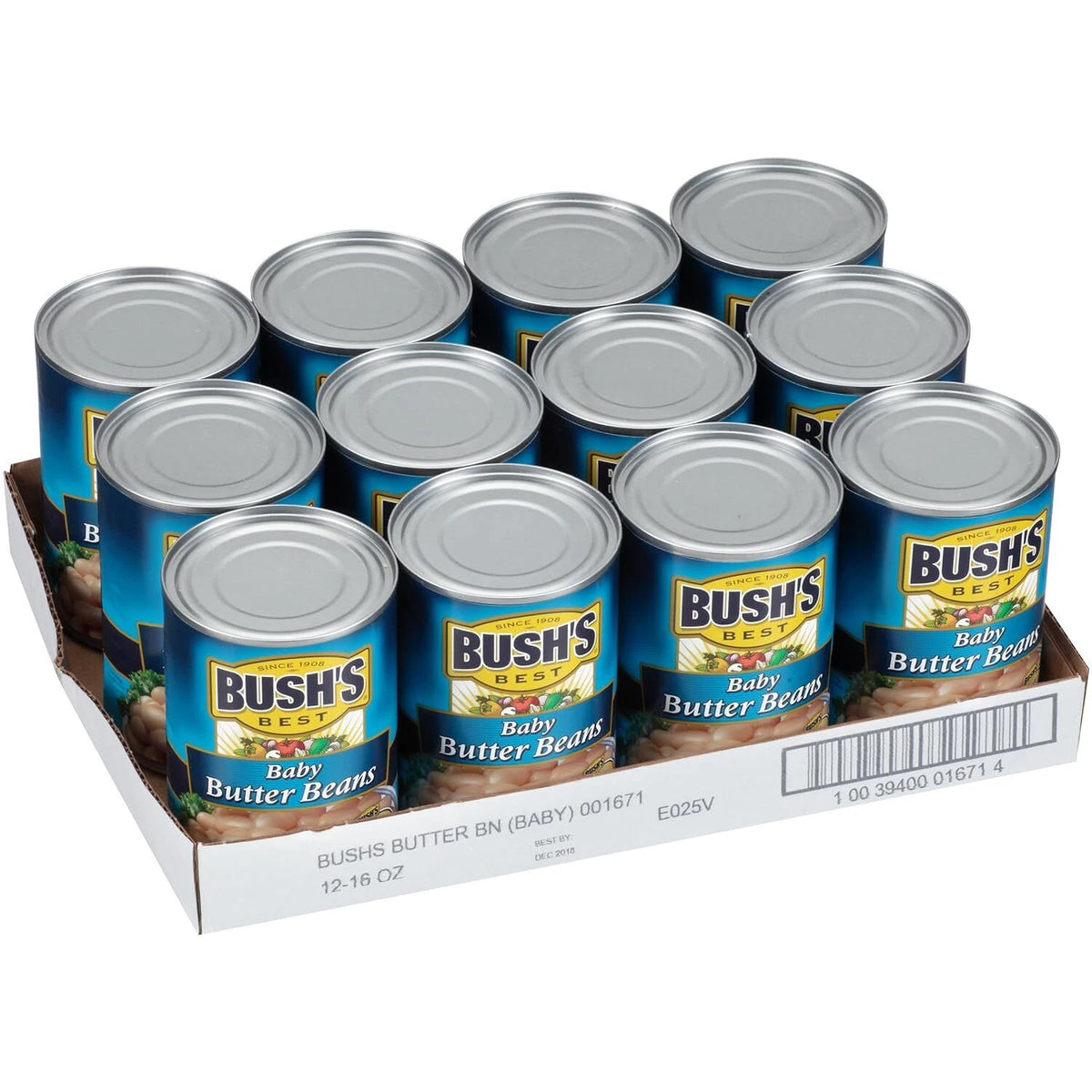 BUSH’S Best Baby Butter Beans | 16 oz Cans | 12-Pack | Gluten-Free Plant-Based Protein & Fiber | FREE SHIPPING 🫘🌱