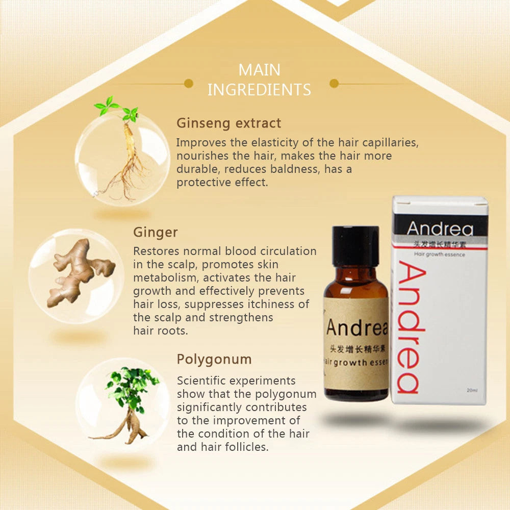 Andrea Hair Regrow Oil Growth Ginger Essence Hair Loss Serum Treatment 5x20ml