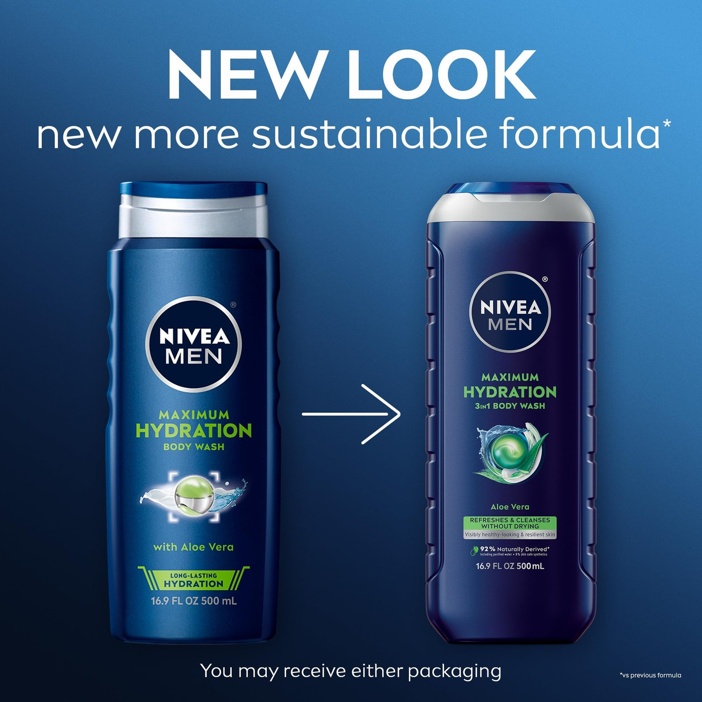 NIVEA Men Maximum Hydration 3 in 1 Body Wash 16.9 Fluid Ounce (Pack of 3)