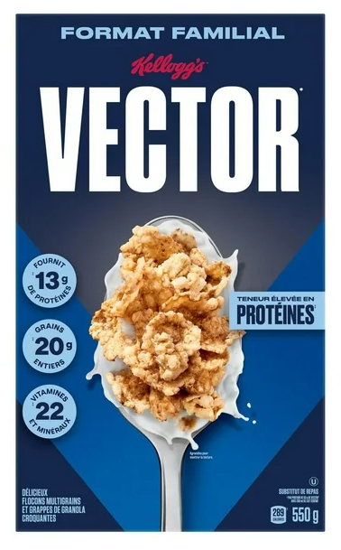 Kellogg's Vector Protein Breakfast Cereal 550g (2 Pack) – High Protein Canadian Cereal Free Shipping