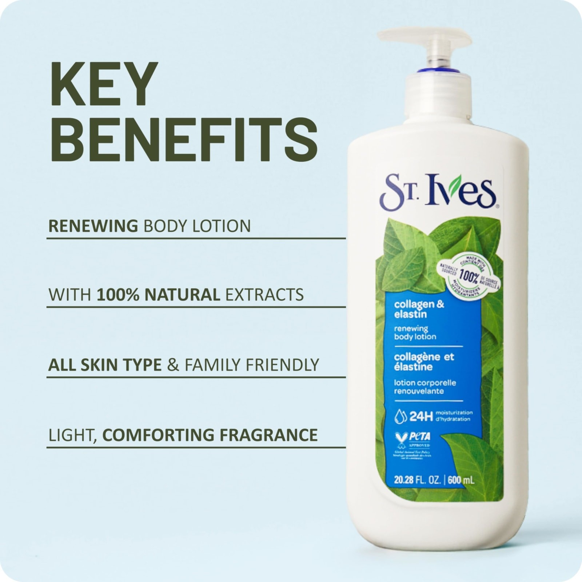 St. Ives Collagen & Elastin Hand & Body Lotion | 21 oz | 4-Pack | Dry Skin Moisturizer | Pump | FREE SHIPPING 🧴✨