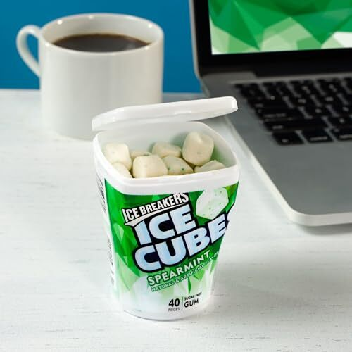 ICE BREAKERS ICE CUBES Sugar Free Spearmint Chewing Gum 40 Count Bottle 6 count
