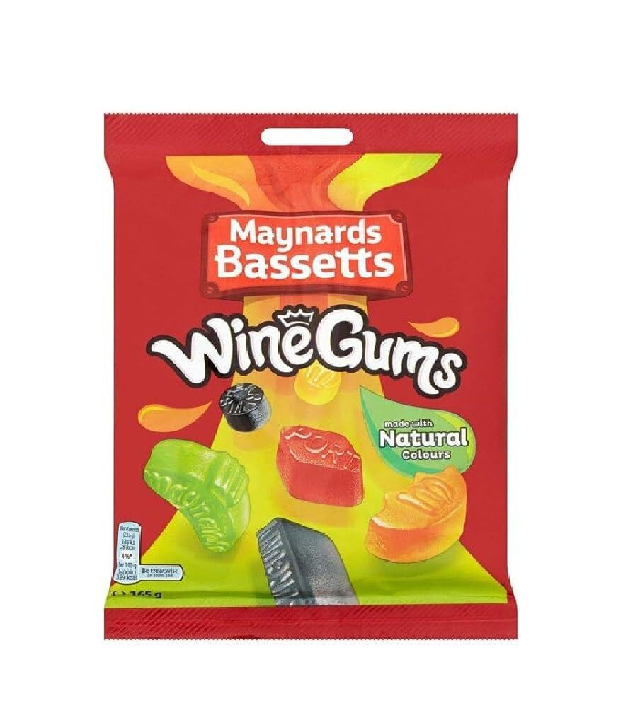 Maynards Wine Gums Multicolor Candy, 2 x 165g bags. Assorted fruity chewy sweets with classic British flavor. Perfect for snacking and sharing. 🍬🌈