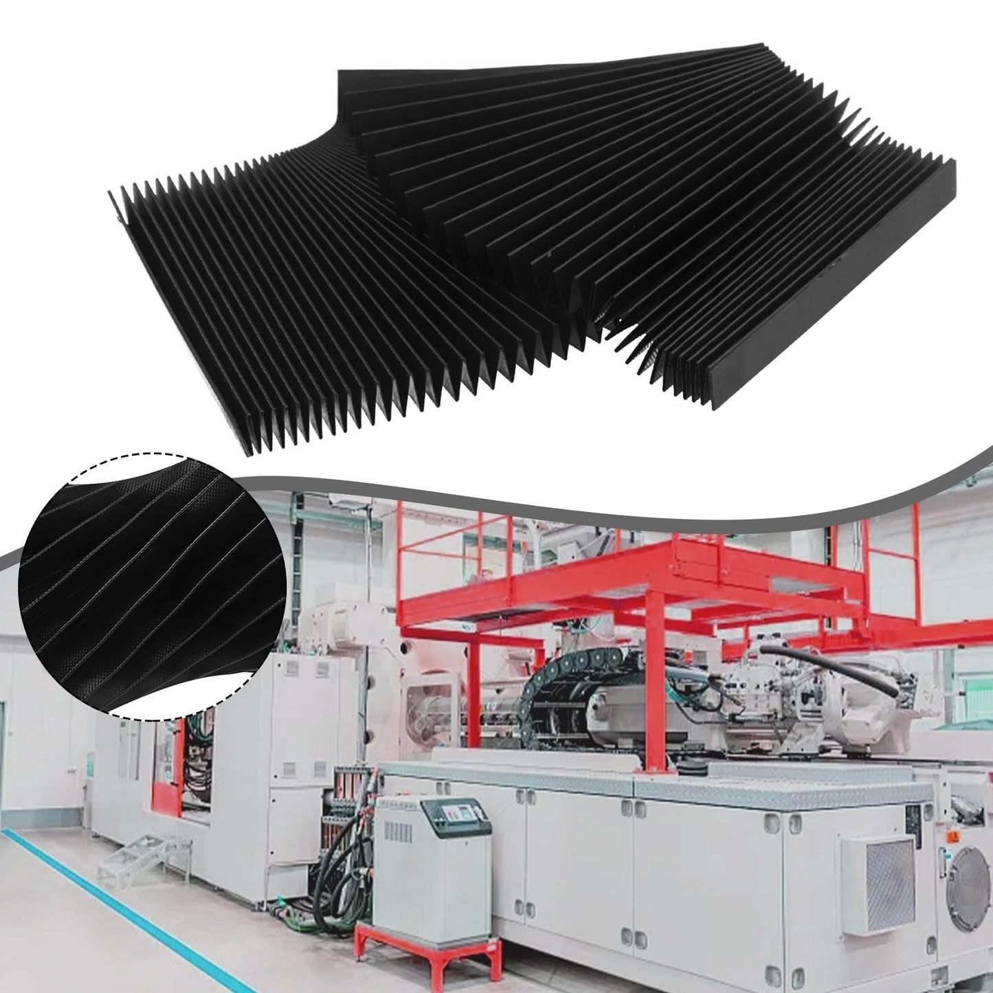 150mm Black Flexible Milling Machine Bellows Cover Dust Proof Tool Guard