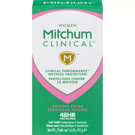 Mitchum Women Clinical Powder Fresh Antiperspirant Deodorant Soft Solid 1.6oz – 4 Pack free shipping