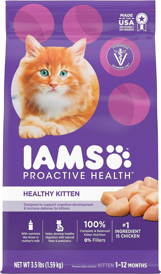 IAMS PROACTIVE HEALTH HEALTHY KITTEN Dry Cat Food with Fish Oil Chicken 3.5-Lbs