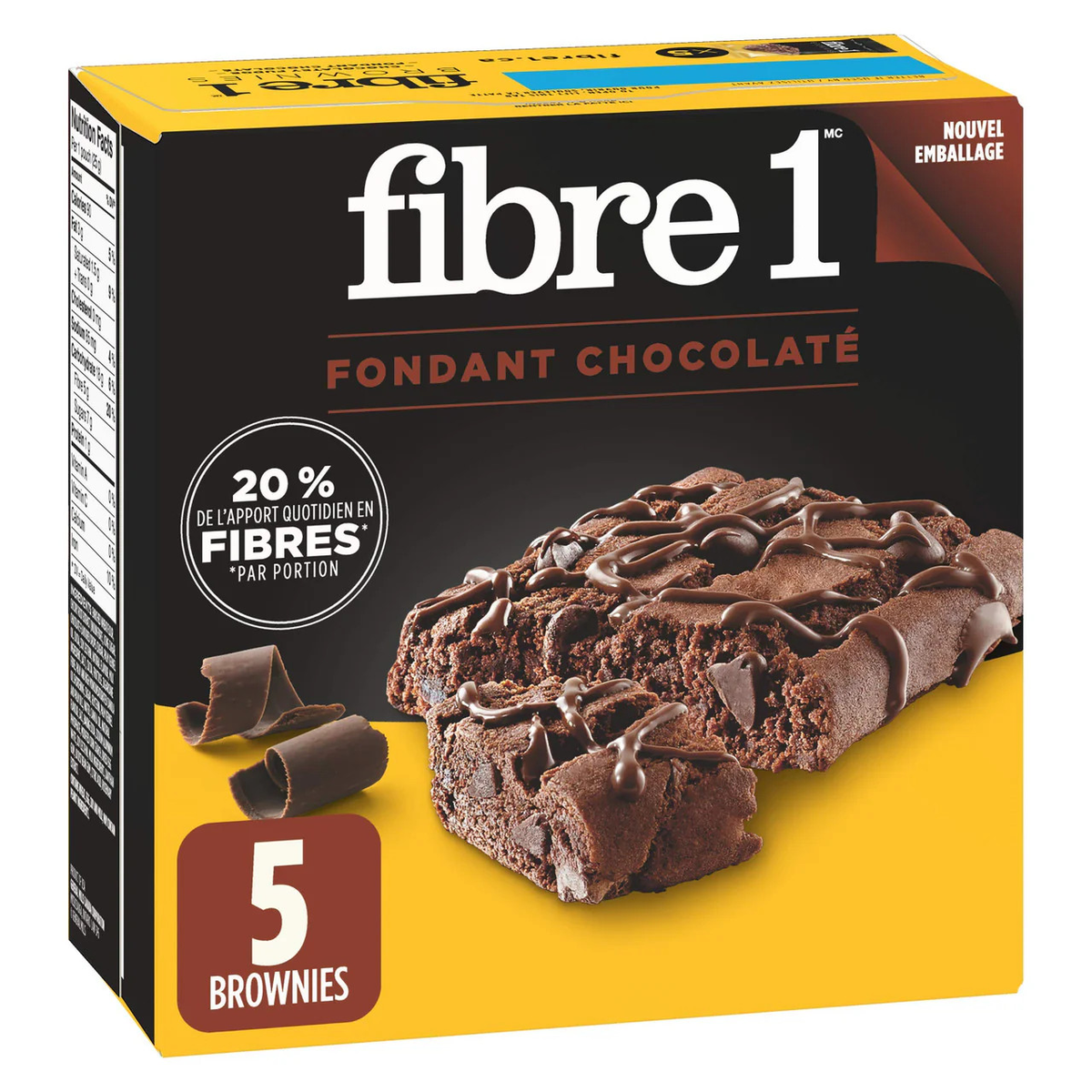 Fibre 1 Chocolatey Fudge Brownies, 5-Count, 125g/4.4oz