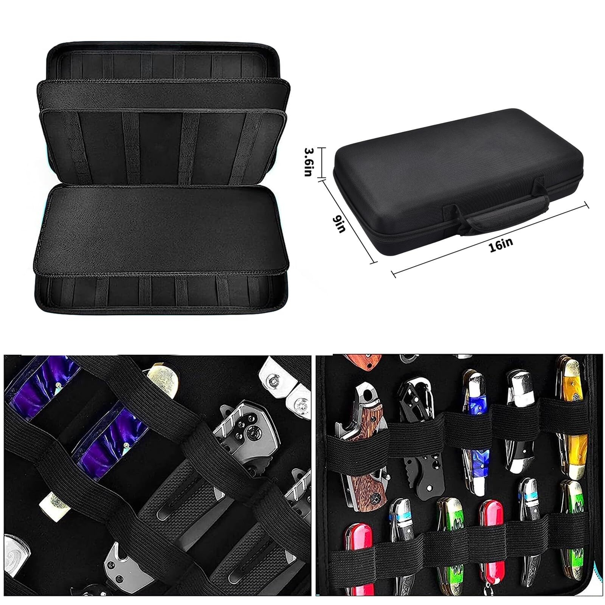 88-Slot Pocket Knife Storage Case | Large Capacity Folding Knife Carrying Bag & Organizer | Black | FREE SHIPPING 🔪👜