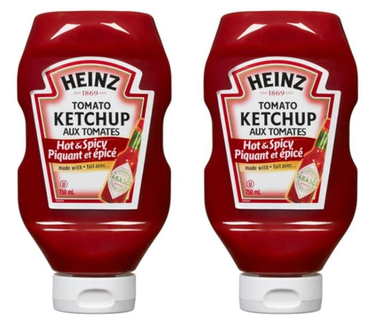 Heinz Tomato Ketchup Hot & Spicy 750ml (2 Pack) – Bold Flavor with a Spicy Kick