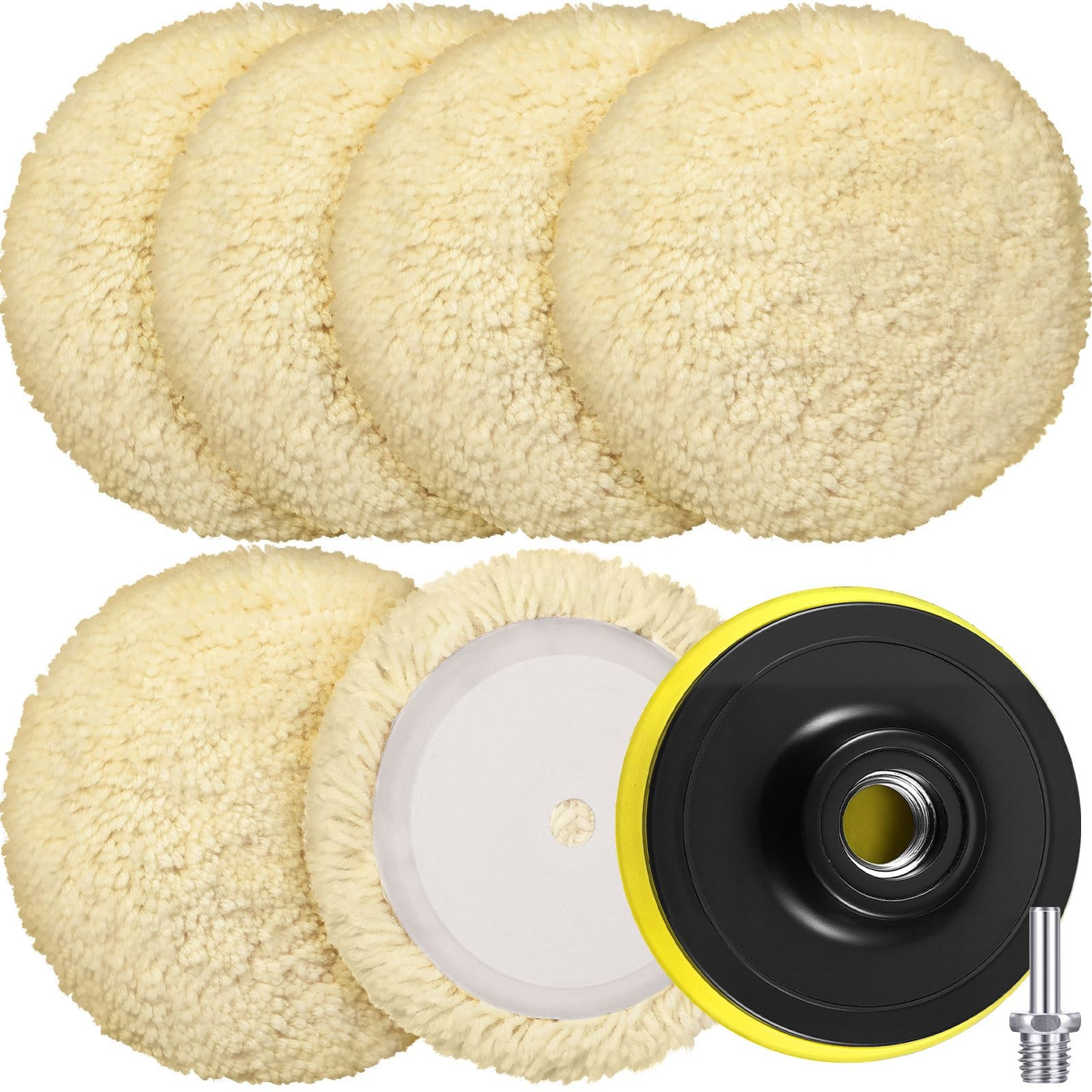 6 Pack 3-Inch Wool Buffing Pads with Backing Plate | Car, Boat, Wood & Marble Polishing | FREE SHIPPING 🚗✨