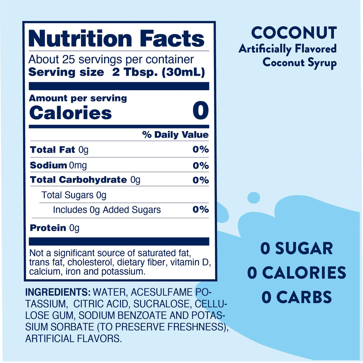 Jordan's Skinny Syrups Coconut Flavor | Sugar Free Zero Calorie Beverage Enhancer | 25.4 fl oz | FREE SHIPPING 🥥🥤