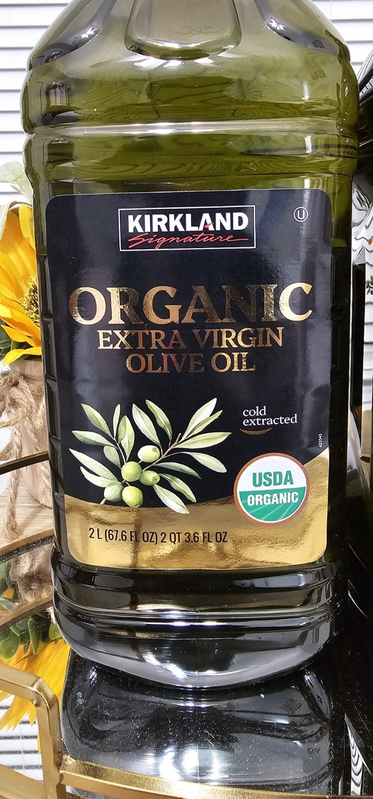 2 Bottles Kirkland Signature, Organic Extra Virgin Olive Oil, 68 fl oz /2 Liters