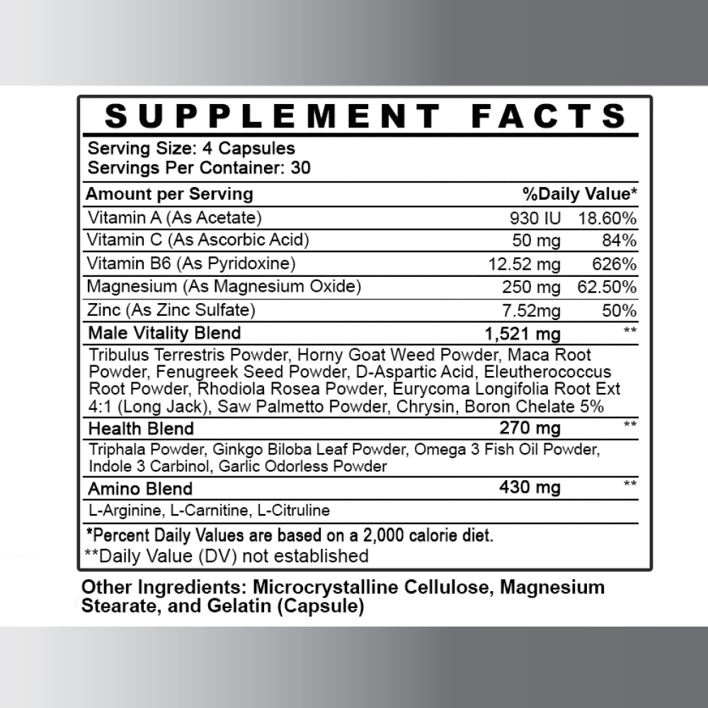 #1 Test Booster Monster Test Caps for Men 120 Capsules 2-Pack Male Performance Supplement-Free Shipping