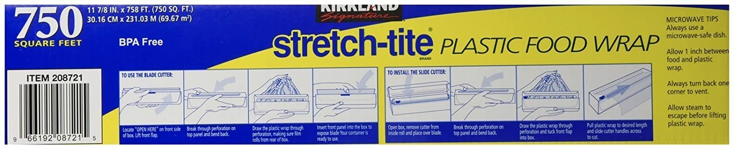 Kirkland Signature Stretch-Tite Plastic Food Wrap 2X 750 sq ft (11-7/8")