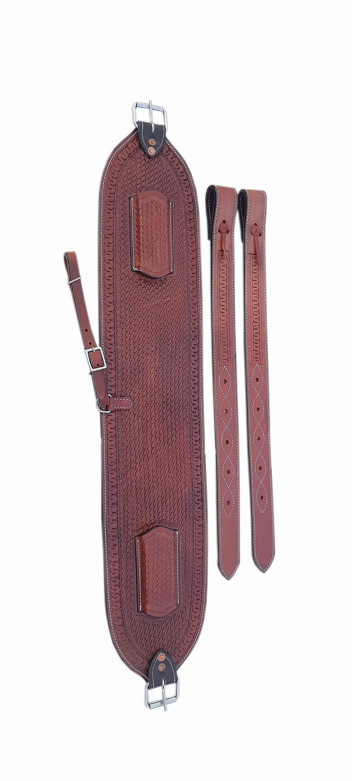 Western Horse Floral Tooled Leather Rear Flank Back Cinch for Roper & Trail Saddle
