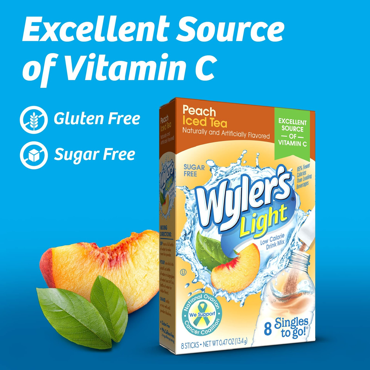 Wyler's Light Singles To Go Water Drink Mix Powder Packets Variety Pack 96 Servings Sugar Free