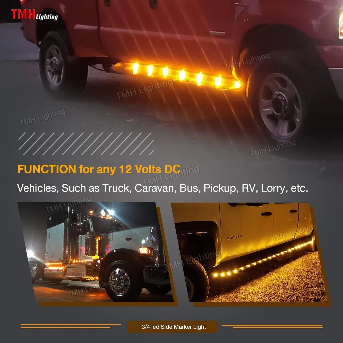 TMH 3/4-Inch Mount Amber LED Trailer Marker Lights, Pack of 50