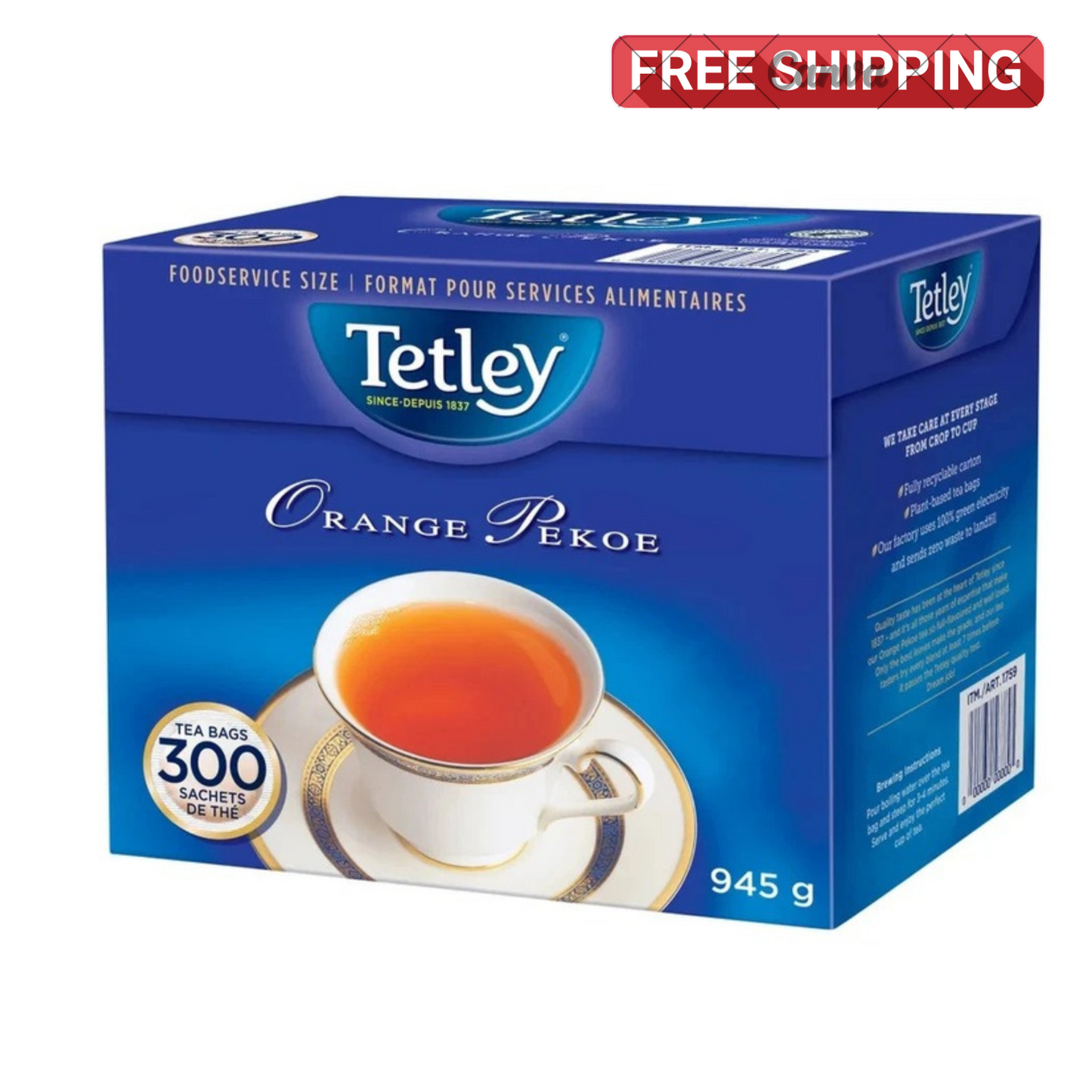 Tetley Orange Pekoe Black Tea 300 Tea Bags 945g – Rich & Smooth – Free Shipping